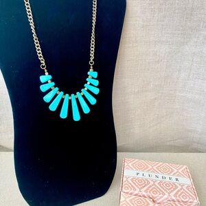 Turquoise Pendant Necklace with Antique Gold Chain